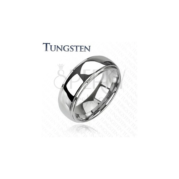 Tungsten wedding ring - raised centre, mirror shine, 6 mm