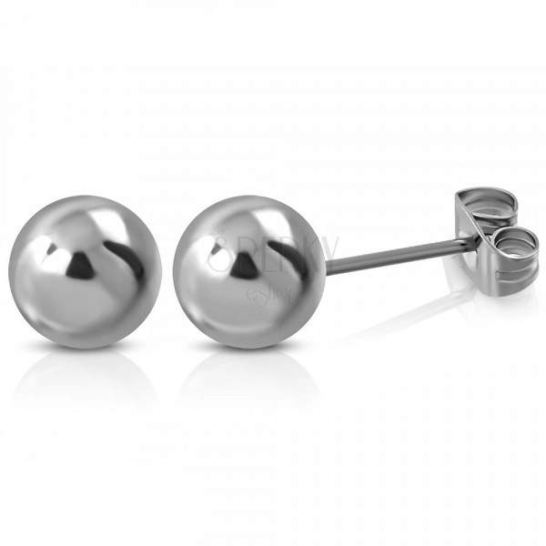 Stud earrings made of stainless steel, glossy ball, 3 mm