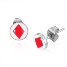 Steel stud earrings with playing cards symbol