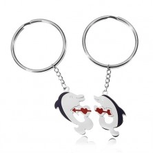 Keychains for two - dolphins, hearts and stones