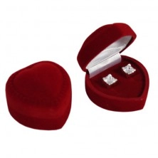 Earrings gift box - burgundy velvet heart