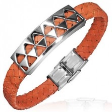 PVC bracelet with steel decoration with triangles, orange