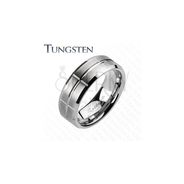 Tungsten ring - polished with cuts