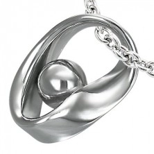 Stainless steel pendant - curved loop, ball