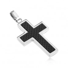 Surgical steel cross - decoration with carbon design