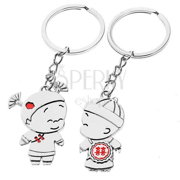 Couple's keychains - boy and girl, Chinese ornaments
