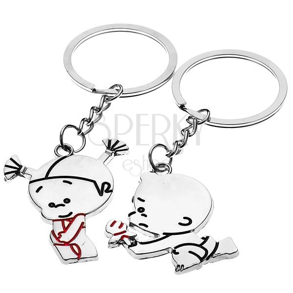 His and her keyring with couple in love