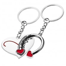 Keychains for lovers - heart with horseshoe, inscription Love you