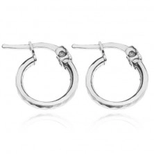 Silver earrings 925 with oblique hexagonal surfaces