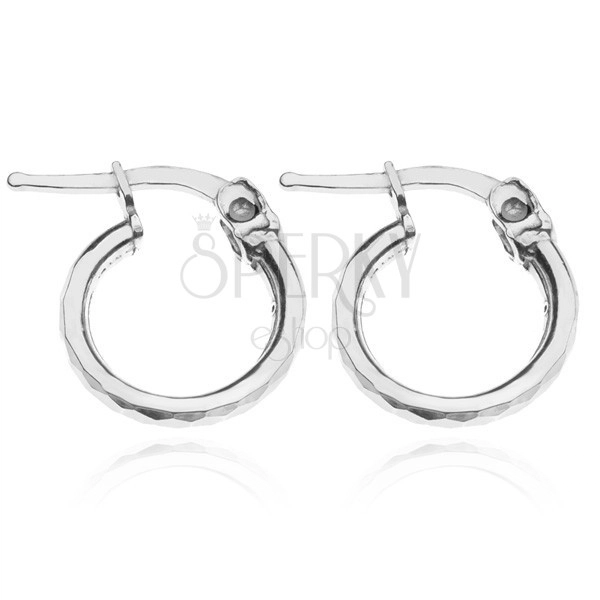 Silver earrings 925 with oblique hexagonal surfaces