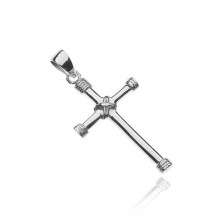 Silver cross 925 - oval tips decorated with wrapped rope