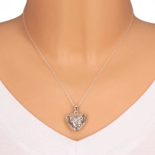 Silver pendant 925 - convex heart decorated with ornaments