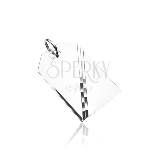 Silver pendant 925 - mirror-bright table with diagonal line