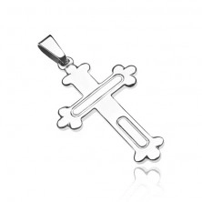 Pendant made of 925 silver - cross with trefoils and engraved ovals