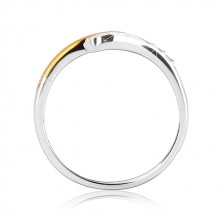 Silver ring 925 - rounded line with zircons and gold shade