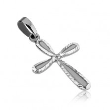 Silver pendant 925 - two-tone cross with ribbed hem