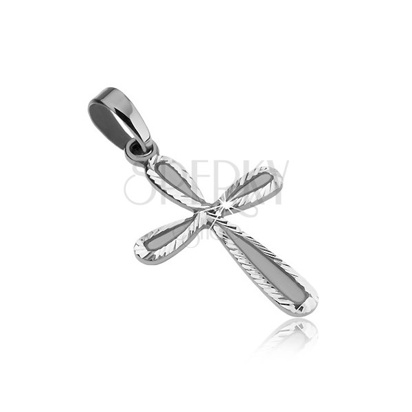 Silver pendant 925 - two-tone cross with ribbed hem