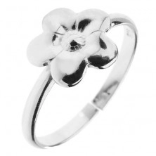 Ring made of 925 silver - flower with engraving, adjustable