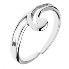 Silver ring 925 - salient in shape of wave, double line, adjustable