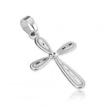 Sterling silver pendant 925 - bright cross, prolonged tears and notches