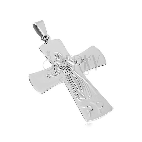 Pendant made of surgical steel, Jesus on cross, silver colour