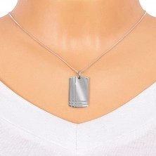 Silver pendant 925 - bright frame with decorative lines