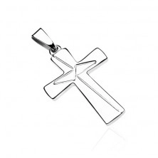Silver pendant 925 - Latin cross, engraved triangles
