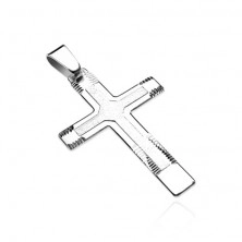 Silver pendant 925 - massive cross with structure and cuts