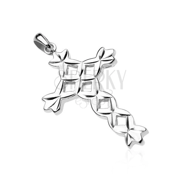 Pendant made of 925 silver - bright braided cross