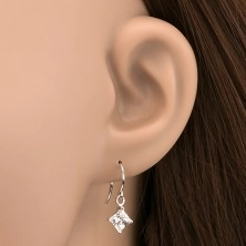 Silver dangling earrings 925 - clear zirconic rhombus, 5 mm