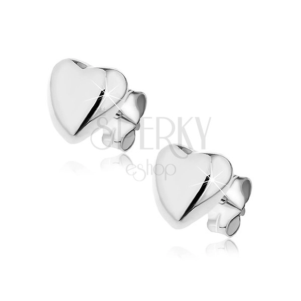 Stud earrings made of 925 silver - concave hearts, 7 mm