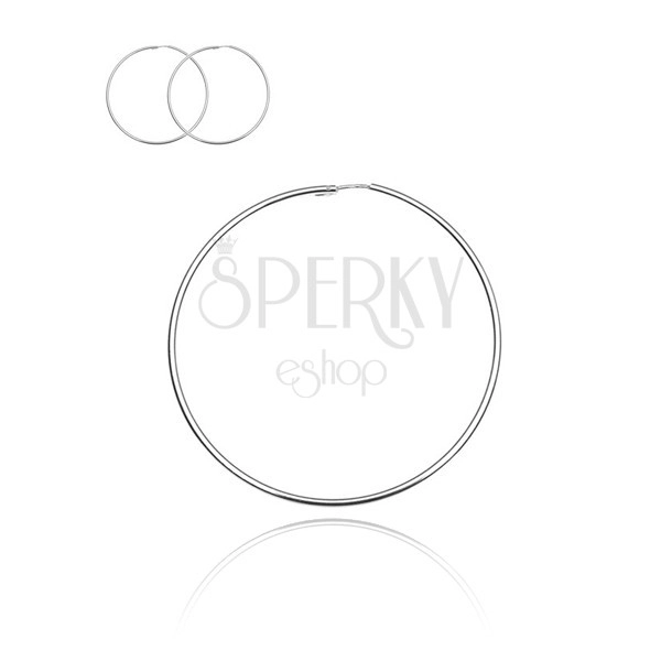 Silver earrings 925 - bright smooth circles, 60 mm