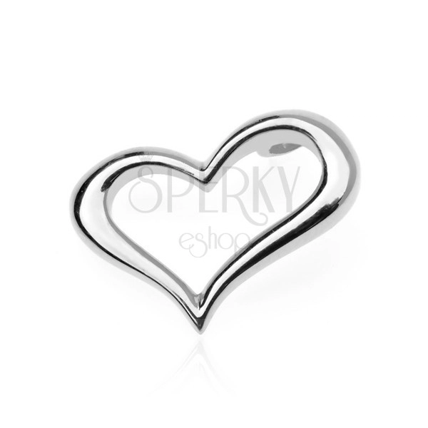 Silver pendant 925 - wavy silhouette of heart, side eyelet