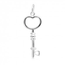 Pendant made of 925 silver - key with heart head