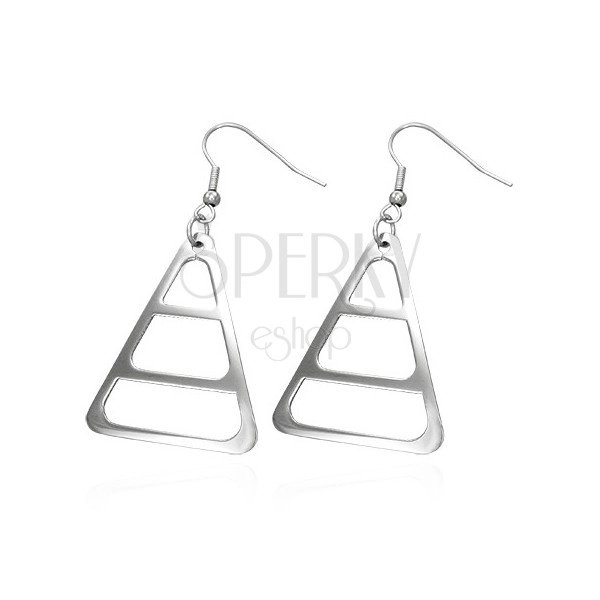 Earrings made of surgical steel, silver colour, rounded triangle