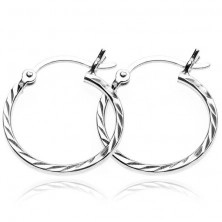 Earrings made of 925 islver - circles with silver cuts, 17 mm