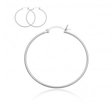 Round silver earrings 925 - smooth surface, 35 mm