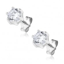 Earrings made of 925 silver - clear, sparkling zircon, multiple-pin mount