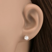 Earrings made of 925 silver - clear, sparkling zircon, multiple-pin mount