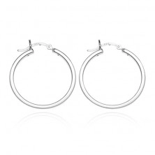 Round earrings made of 925 silver - four shiny edges, 18 mm