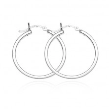 Round earrings made of 925 silver - four smooth rims, 30 mm