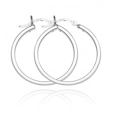 Round earrings made of 925 silver - four bright edges, 50 mm