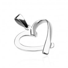 Silver pendant, 925 - shiny, folded heart line