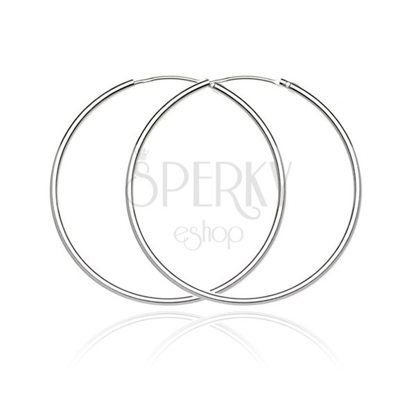 Round earrings made of silver 925 - bright and smooth surface, 32 mm