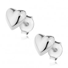 Silver earrings 925 with stud closure - smooth round heart