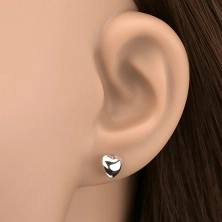 Silver earrings 925 with stud closure - smooth round heart