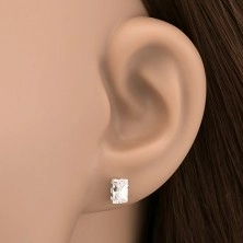 Earrings made of 925 - stud closure, polished zircon rectangle