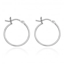 Earrings made of 925 silver - smooth thin circles, 20 mm