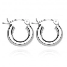 Round earrings made of 925 silver - shiny and wide design, 20 mm