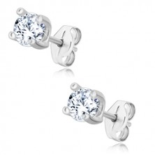 Earrings made of 925 silver, clear zircon with pin attachment